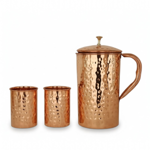 Elegante Juego de Jarra y 2 Vasos de Cobre de Doble Pared, Hecho a Mano, para Bebidas, Hogar, Cocina, Comedor, Bar, Ecológico y con Estilo - Product Image 4