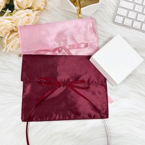 Custom Logo Printed Satin Envelope Hair <b>Bundle</b> Wig Bag With Tie Hair Extension <b>Clothes</b> Packing Dust Silk Pouch Bags - Product Image 3