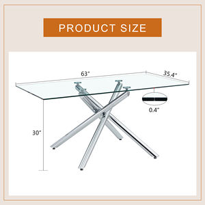 فضي عصري من 4-6 مقاعد من الزجاج المقسى لأعلى غرفة المعيشة لتناول الطعام - Product Image 5