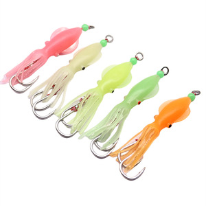 Leurre de pêche en TPE haute élasticité, lumineux aux UV, en forme de jupe de calamar, 105mm 9.4g, double hameçon, pour pêche en mer profonde, traîne en bateau, calamar, grouper - Product Image 5