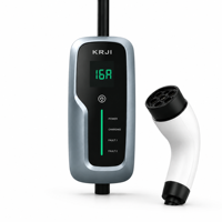 Chargeur de voiture électrique portable 16 à 32A réglable 250VAC IP54 étanche avec écran OLED et multiples protections de sécurité