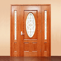 Porte d'entrée en bois avec inserts en verre ovales modernes personnalisés pour maison, appartement, villa