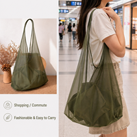 Sac fourre-tout esthétique en organza rouge avec logo brodé personnalisé, sac de shopping en maille transparente pour boutique