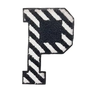 Adesivo de strass com bordado, gancho e laço de pérola tecido personalizado ron no bordado chenille remendo de carta para roupas