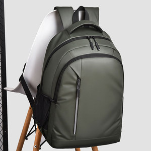 Custom Izable Black Laptop <b>Backpack</b> Usb Feature Waterproof Anti-theft <b>Leather</b> Like Business Style <b>Men</b> Tra - Product Image 1