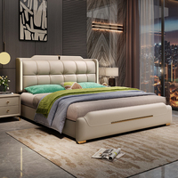 Nouveau lit ottoman moderne en bois de pin avec sommier tapissé durable, taille King, doux, non pliable, meubles de chambre à coucher, durée de vie 3-5 ans