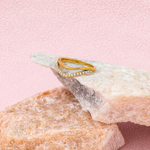 Женское Золотое Двухслойное кольцо из нержавеющей стали, 18 карат - Product Image 3