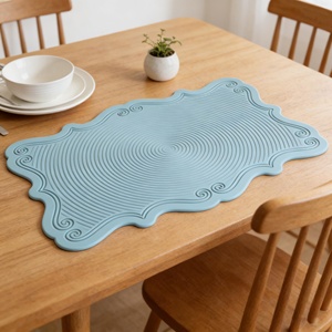 Hot Sale Rectangle Embossed Lace Waterproof Reusable <b>Silicone</b> Placemats Custom Color & Logo Home Kitchen Dish <b>Mat</b> - Product Image 3