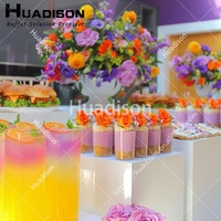 Élévateurs de Buffet Acryliques Huadison Personnalisés Blancs Cubes Gigognes pour Présentoir Alimentaire et à Gâteaux pour Mariage et Banquet