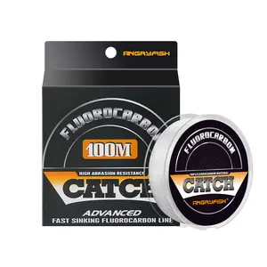 Hotsale 100m angryfish 100% Fluorocarbon Fishing Line Monofilament Strong Casting Leader Line for sea bass fishing