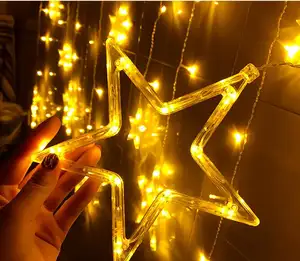 große led laterne string lichter Suppliers-Bunte Hochzeit Romantischer Stern Led Vorhang Lichterkette EU 220V Weihnachten Weihnachts beleuchtung für Diwali Holiday Decora cion Lighting
