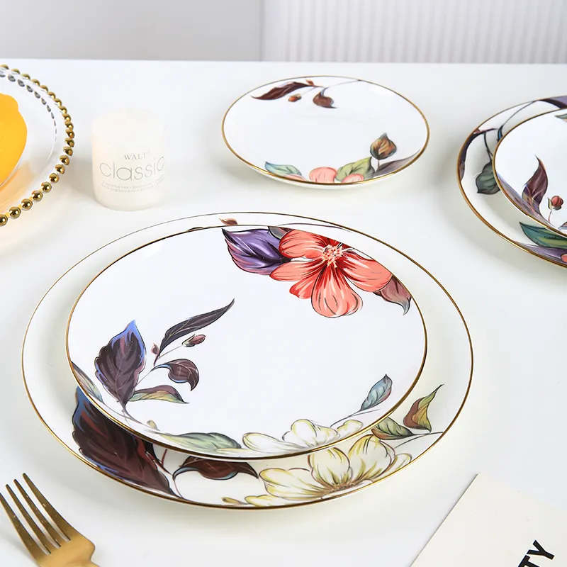 Neuankömmling Heißer Verkauf Ceramic Bone China Round Dinner Plates Snack Dishes im modernen Stil