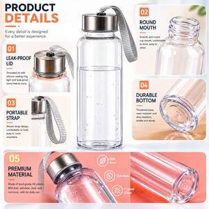 Botella de Agua de Plástico AS Personalizada, Libre de BPA, Regalos Promocionales para Actividades Empresariales, Botella Deportiva Transparente Portátil con Tapa - Product Image 4