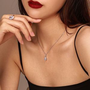 Dylam High Quality Elegant Wholesale Jewelry Women Accessories Chain Plata 925 Sterling <b>Silver</b> CZ Water Drop Pendant Necklace - Product Image 2