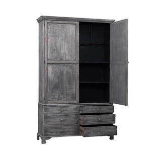 خمر الصناعية الكلاسيكية الاستنساخ المعاد تدويرها الصنوبر العتيقة رسمت المتعثرة رمادي خزانة خشبية خزانة الدولاب - Product Image 3