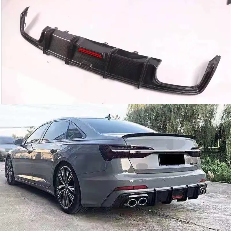 Difusor de alerón de parachoques trasero, fibra de carbono, estilo K, para Audi A6, Sline, C8, S6, 2019, 2020, 2021