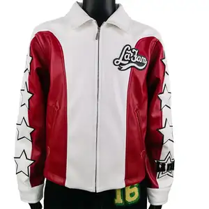 OEM 주문 형식 로고 자수 본 오토바이 Letterman 남자를 위한 가죽 Varsity 폭격기 재킷