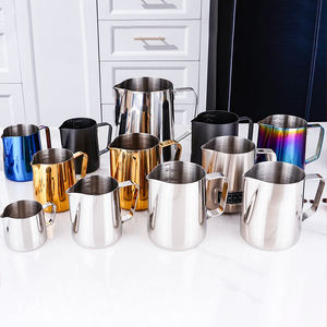 Commercio all'ingrosso su misura LOGO 350ml 600ml <span class=keywords><strong>caffè</strong></span> frotera brocca in acciaio inossidabile brocca di Latte brocche di Latte per Barista crema Latte Art - Product Image 4