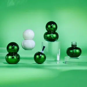 ขวดน้ำยาทาเล็บทรงน้ำเต้ากลมสีเขียว8มล. ขวดแก้วเปล่าสีออกแบบได้เองสำหรับโรงงานยาทาเล็บเจลยูวี