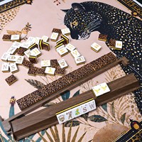 En gros, Nouveau Set de Mahjong de Voyage Portable Personnalisé Black Bear, Bleu, 160 Pièces Gravées, en Acrylique 4 Couches, Luxe pour le Divertissement