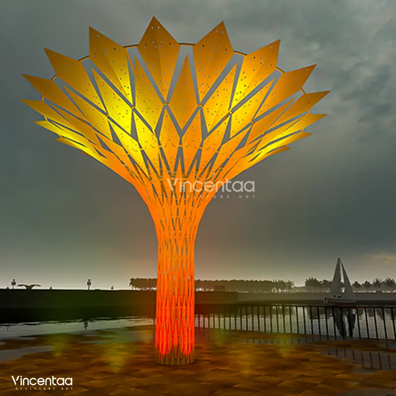Vincentaa Современная настраиваемая Геометрическая металлическая скульптура дерева из нержавеющей стали для улицы, большой современный стиль