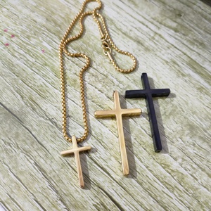 Dina Fashion Factory ciondolo croce di alta qualità collana <span class=keywords><strong>con</strong></span> catena di perle in acciaio inossidabile placcato in oro 18 carati gioielli senza appannamento per uomo - Product Image 5