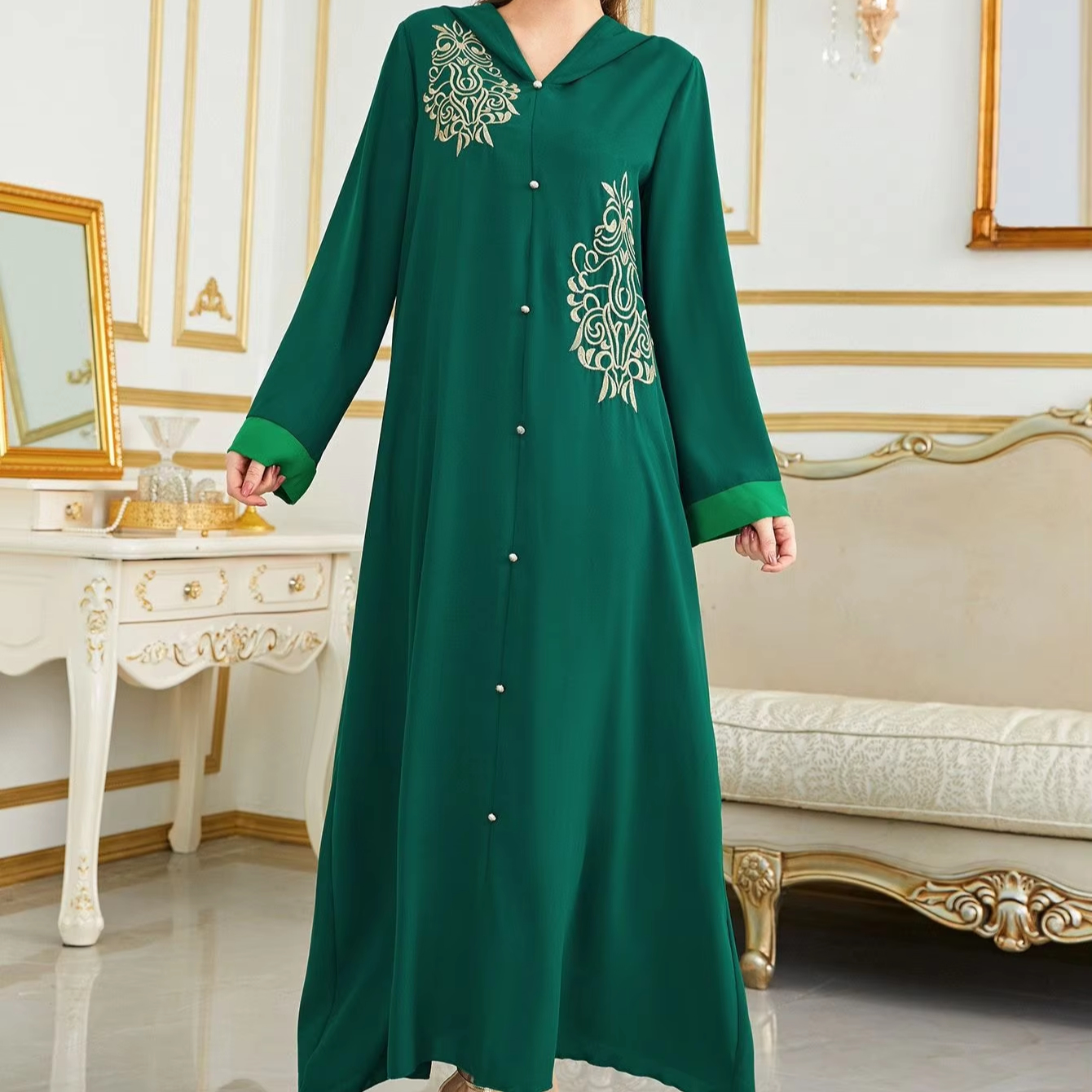 slim fit dress slacks Embroidered Gown for Special Occasions, Muslim Arabic Women Wedding Dr –  chikimaroc main image 1