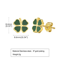 Fanke Simple Watermelon Four-Leaf Grass Flower Daisy Stud Earrings Stainless Steel ZIRCON Women's Trendy Cross-Border Jewelry