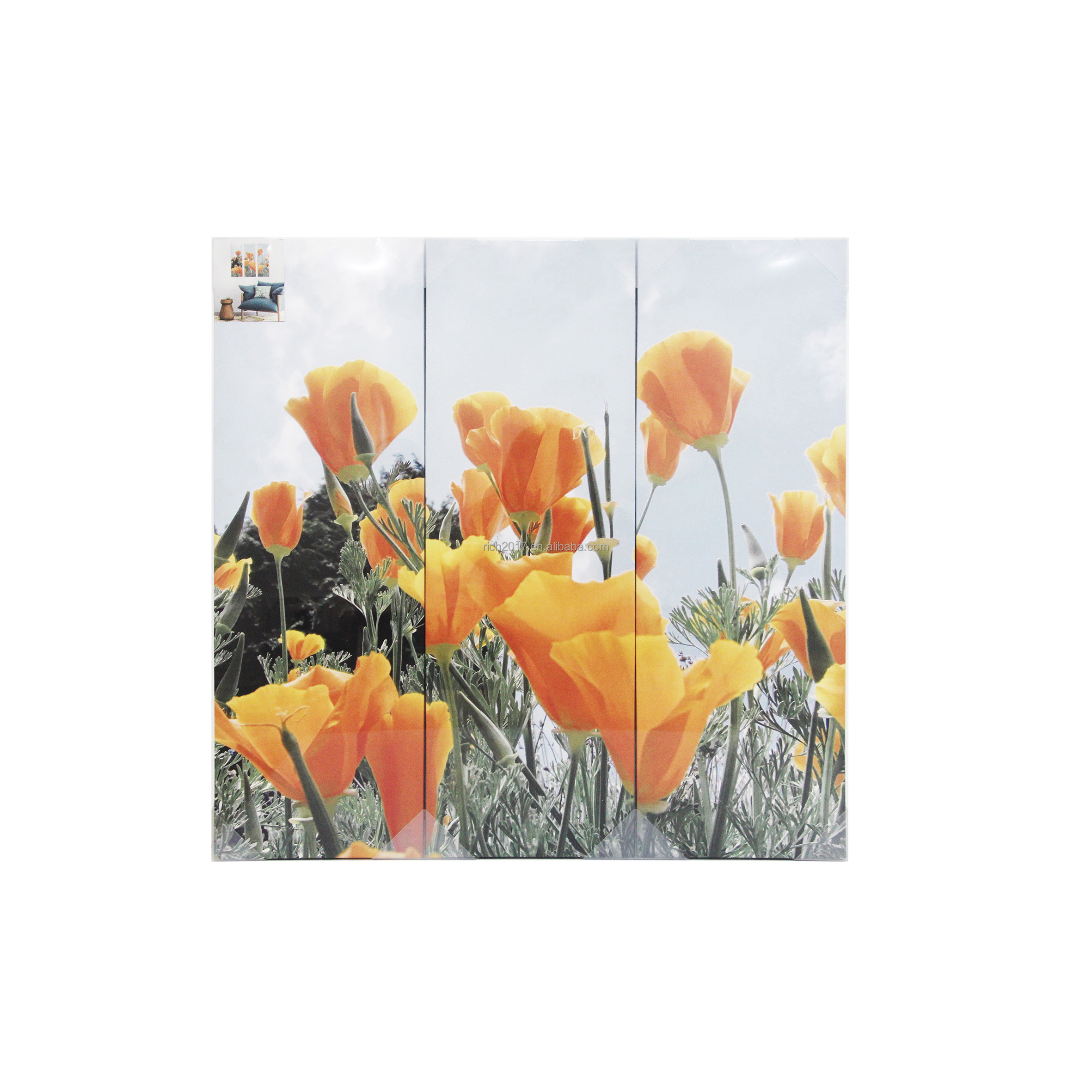 Set Wall Art 3 pezzi pannelli tulipani fiori incorniciati quadri su tela immagini foto decorativi arazzi poster