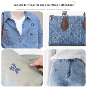 High-End DIY Self-Adhesive No-Sew Diamond Edge Embroidery Bear Bow Flower <b>Jeans</b> <b>Patch</b> for Clothing Pants <b>Jeans</b> Decoration - Product Image 2