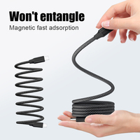 Câble de charge rapide magnétique tressé Magic PD 60W Type C PD, cordons fonctionnels pour iPhone 17 16 Pro Max