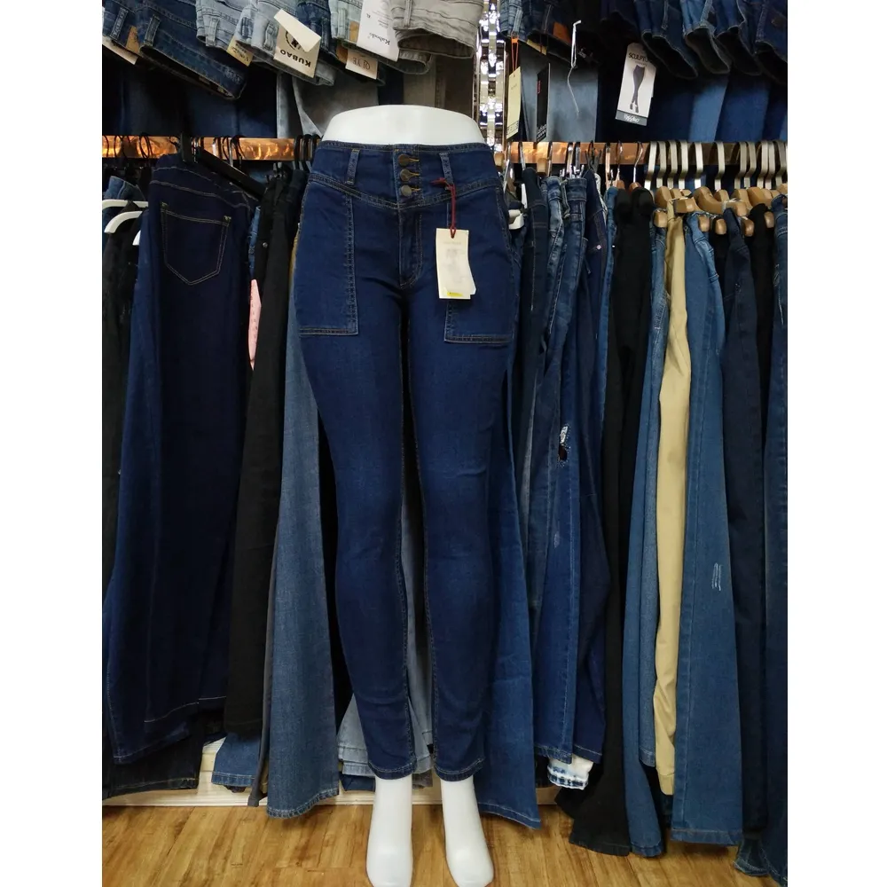 GZY 2021 New Women Jeans Trousers Ladies High Waist Skinny Denim Jeans Plaid Woven Adults Wholesale Women's Jeans Zipper Fly