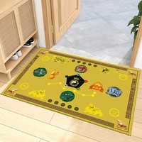 Tapis de sol carré antidérapant style chinois Bowing Moon, motif imprimé, fabrication mécanique, hauteur de pile 10 mm, pour salon et usage domestique