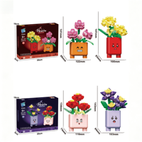 Mini-Plante en Pot Blocs de Construction Jouet DIY Ensemble d'Assemblage de Pot de Fleurs pour Enfants Décoration de Bureau et Maison Cadeau Promotionnel en Gros