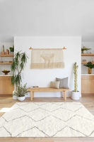 Tapis marocain en peluche douce et lavable, tapis à poils longs, blanc et noir