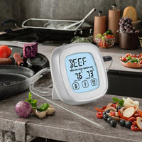 Termometer Daging Digital Rumah Tangga untuk Oven, BBQ, Grill, Dapur, Pengasap Makanan, Memasak, Layar Sentuh dengan Lampu Latar, Timer, Alarm, Probe Tahan Air
