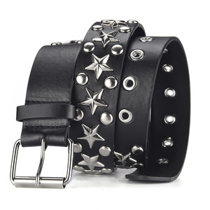 Nouvelle étoile décoration simple rangée <span class=keywords><strong>trou</strong></span> large <span class=keywords><strong>ceinture</strong></span> mode aiguille boucle femmes polyvalent Style Punk <span class=keywords><strong>ceinture</strong></span> - Product Image 1