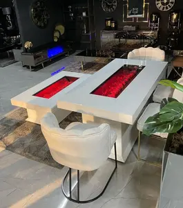 2022 Modern mirrored dining table rectangle buffet table with fireplace Home decor Living Room Furniture