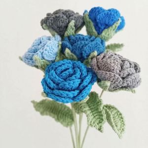 Hot Sale Valentine's Day <b>Gift</b> Wedding Decoration Handmade Roses Crochet Knitted Artificial Flower - Product Image 4