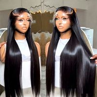 Perruque en cheveux humains indiens vierges de grade 15A, Lace Front, longue et lisse, 13x6, sans colle, Full HD Lace, pour femmes