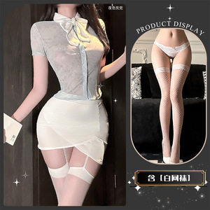 Tenue de secrétaire <span class=keywords><strong>sexy</strong></span> et transparente - Ensemble de lingerie avec mini-jupe moulante tentante - Product Image 5
