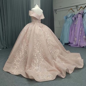 Vestido de Quinceañera Lsany233, Vestido de Fiesta de Cumpleaños para Niñas, Cuello en V, Encaje, Flores, Princesa, Rosa, Talla Grande - Product Image 2