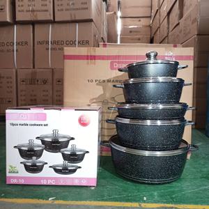 6-piece aluminum <b>pot</b> <b>set</b>, 20/24/28cm wheat rice stone non-stick soup <b>pot</b> - Product Image 1