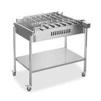 Barbecue rotatif électrique Foukou de Chypre à entraînement par chaîne avec réglage de hauteur, système de brochettes Souvla rotatif automatique, compatible charbon de bois