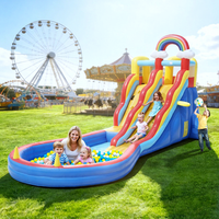 Toboggan gonflable populaire arc-en-ciel coloré pour l'extérieur et l'intérieur, toboggan aquatique gonflable sec et humide pour les fêtes de famille dans la cour