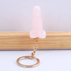 Commercio all'ingrosso Folk Craft cristalli curativi naturali quarzo rosa Dildo portachiavi cristallo intaglio pene per regalo pietra incisa - Product Image 6
