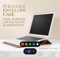 Housse pour ordinateur portable multifonctionnelle portable en cuir PU de 15,6 pouces, style enveloppe pliable, sac pour tablette iPad, housse pour Macbook