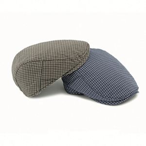 Béret rétro britannique d'été pour hommes et femmes, chapeau plat à carreaux tendance et décontracté - Product Image 3