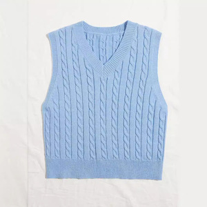 2025 usine vente femmes décontracté solide tricot gilet automne hiver col en V débardeur <span class=keywords><strong>sans</strong></span> manches <span class=keywords><strong>pull</strong></span> - Product Image 6