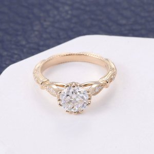Bague de fiançailles Xinfly Vintage en or 10 carats avec pierre de moissanite ronde créée en laboratoire pour femmes - Product Image 3